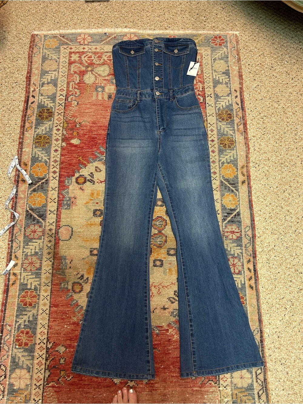 Forever 21 denim strapless jumper NWT-S